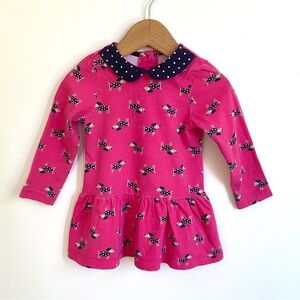 5/$20💥Dogs w Berets! Baby Girl Drop Waist Dress, Peter Pan Collar, Flared Skirt